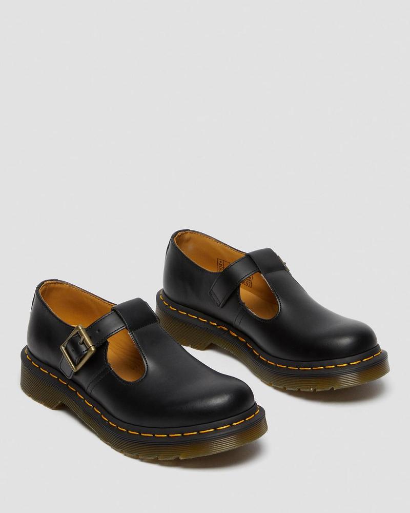 Zapatos Mary Jane Dr Martens Polley Smooth Cuero Mary Janes Mujer Negros | MX 454QMA